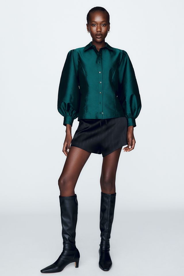 Mille Adeline Taffeta Puff Sleeve Blouse #1