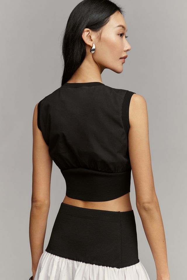 By Anthropologie Cotton Sleeveless Waisted Crop Top #3