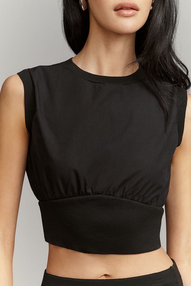 By Anthropologie Cotton Sleeveless Waisted Crop Top #4