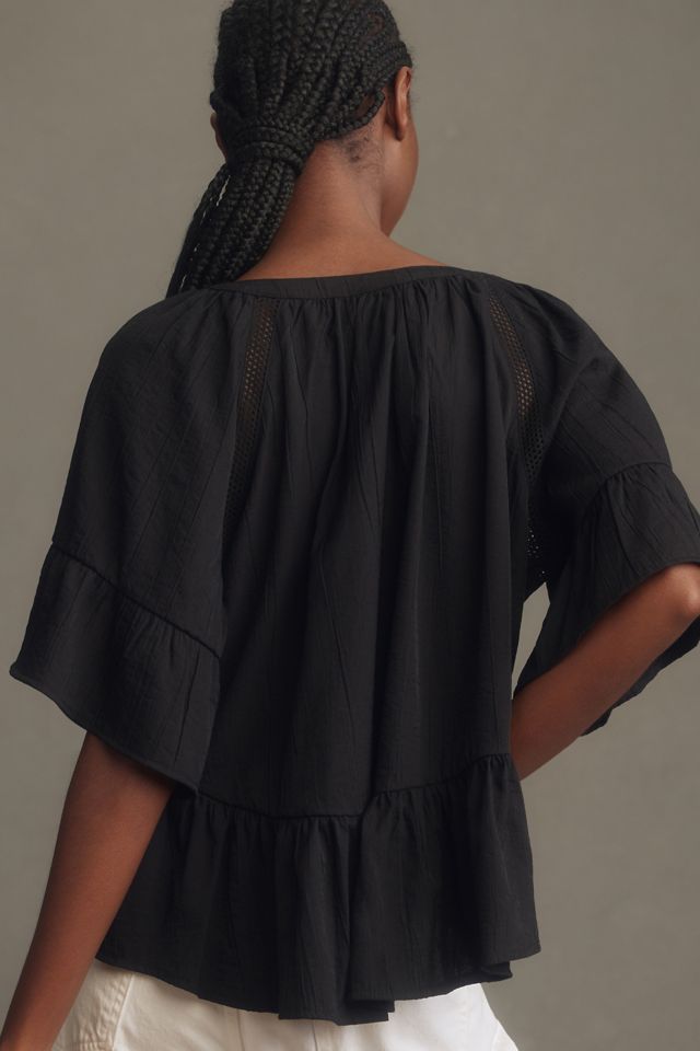By Anthropologie Short-Sleeve Peplum Swing Top #1