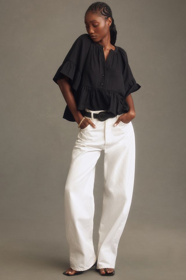 By Anthropologie Short-Sleeve Peplum Swing Top #2