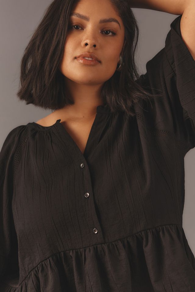 By Anthropologie Short-Sleeve Peplum Swing Top #6