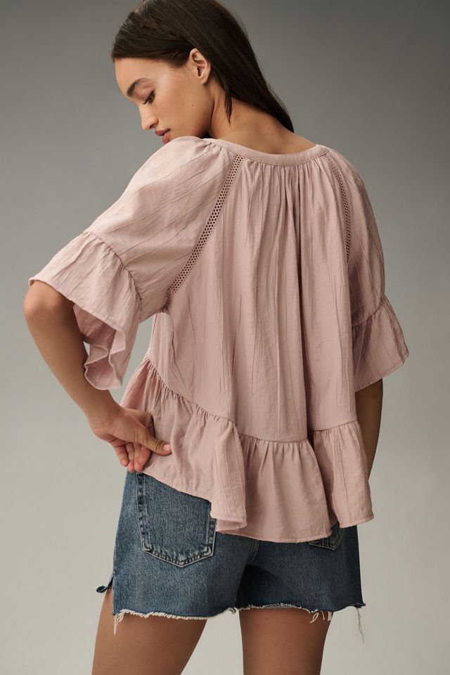 By Anthropologie Kurzarm-Peplum-Swing-Top #1