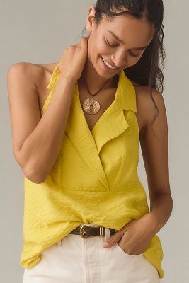 Shop By Anthropologie The Dylon Sleeveless Wide-placket Top In Yellow