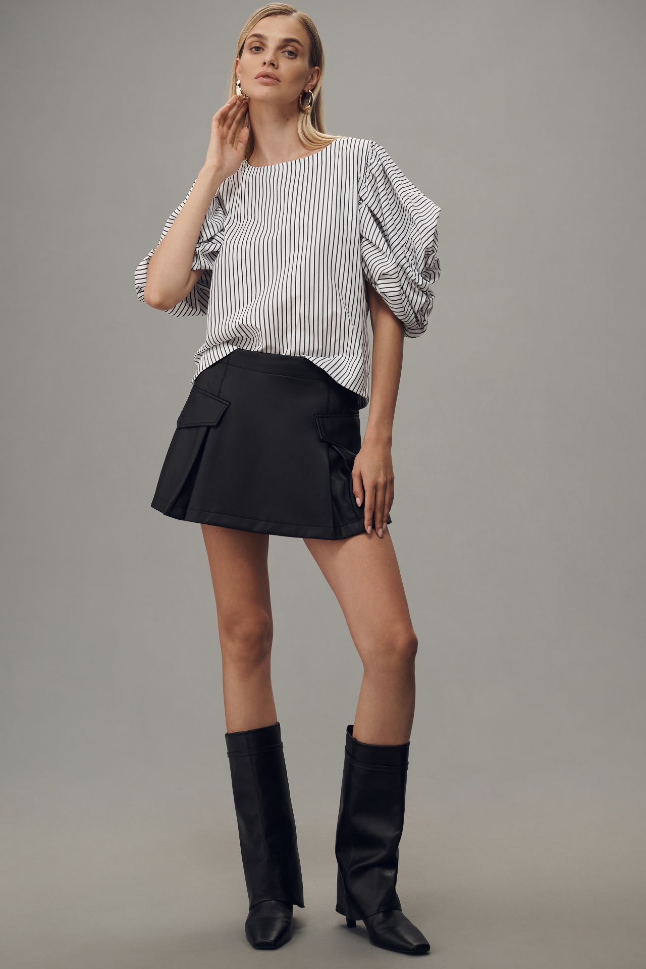 Maeve Puff-Sleeve Boatneck Top