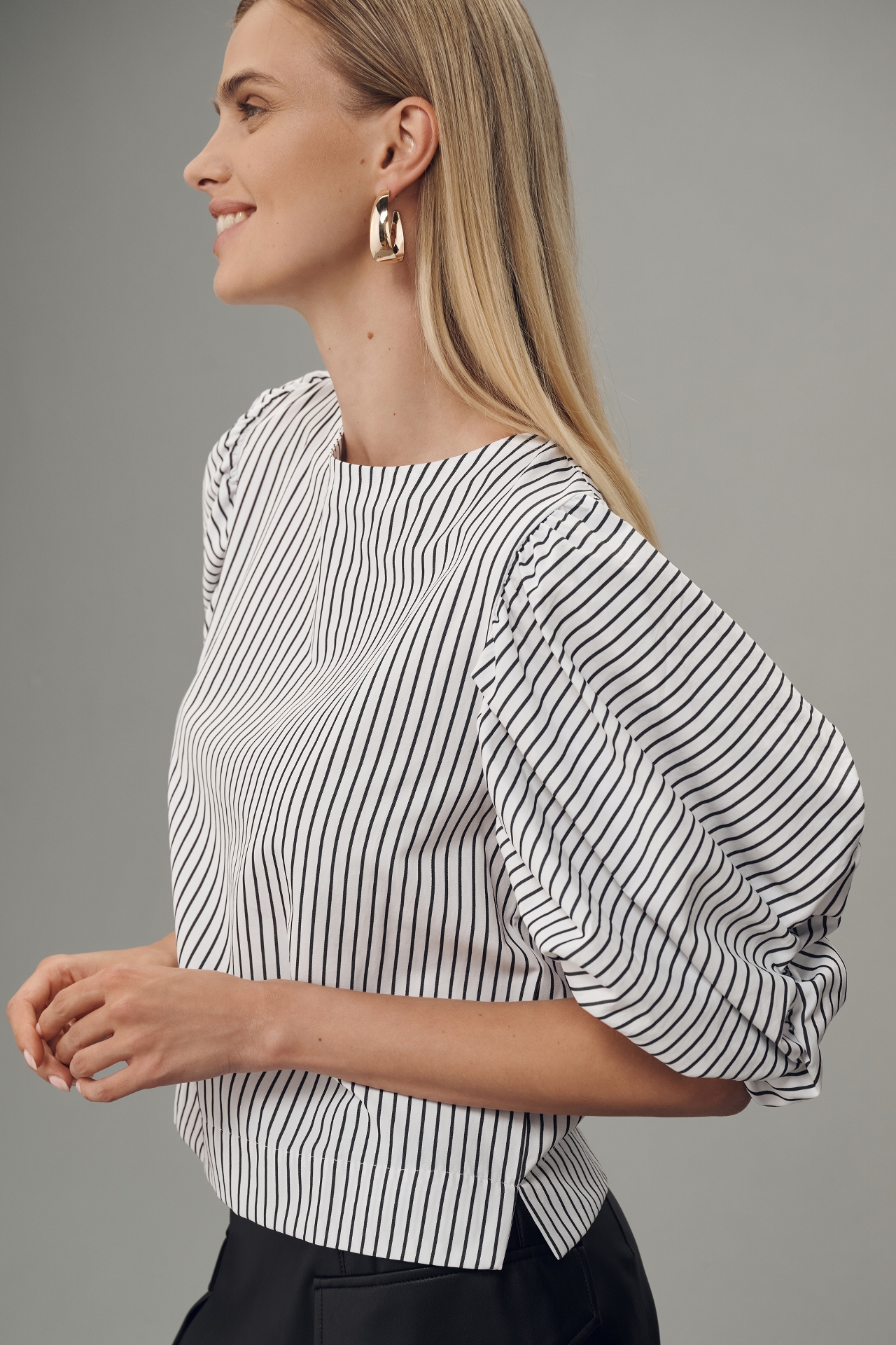 Maeve Puff-Sleeve Boatneck Top