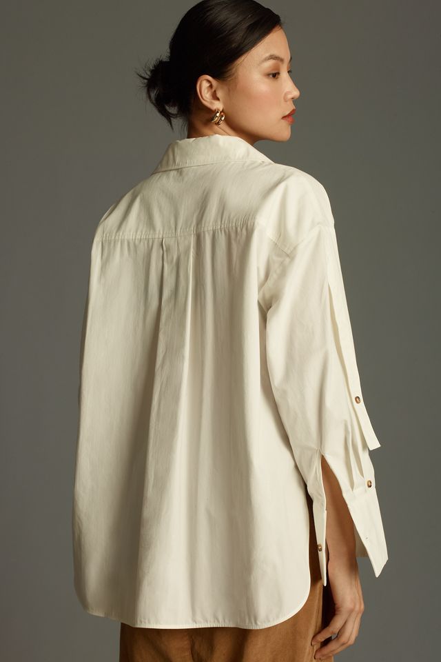By Anthropologie Oversized Cuffed Buttondown Shirt #1