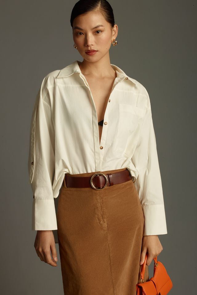 By Anthropologie Oversized Cuffed Buttondown Shirt #3