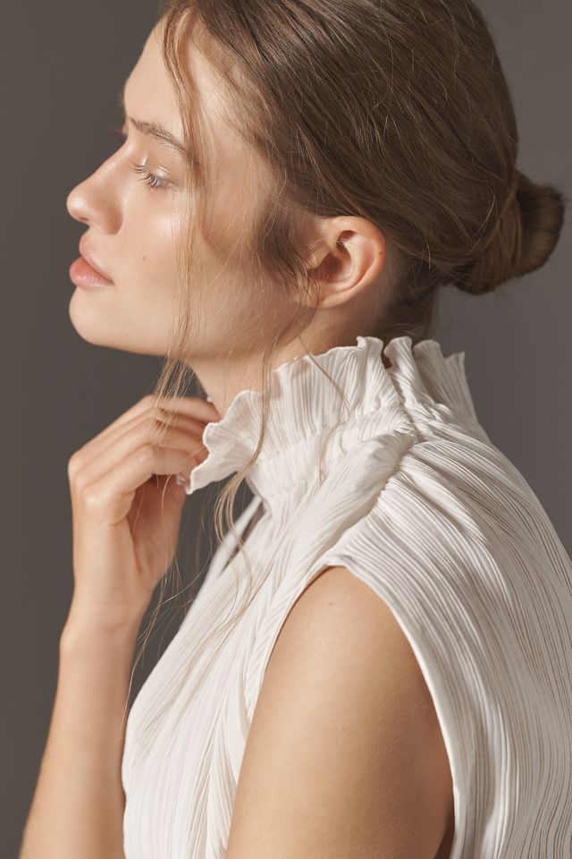 By Anthropologie High-Neck Smocked Blouse #2