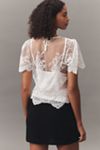 By Anthropologie Short-Sleeve Sheer Lace Top