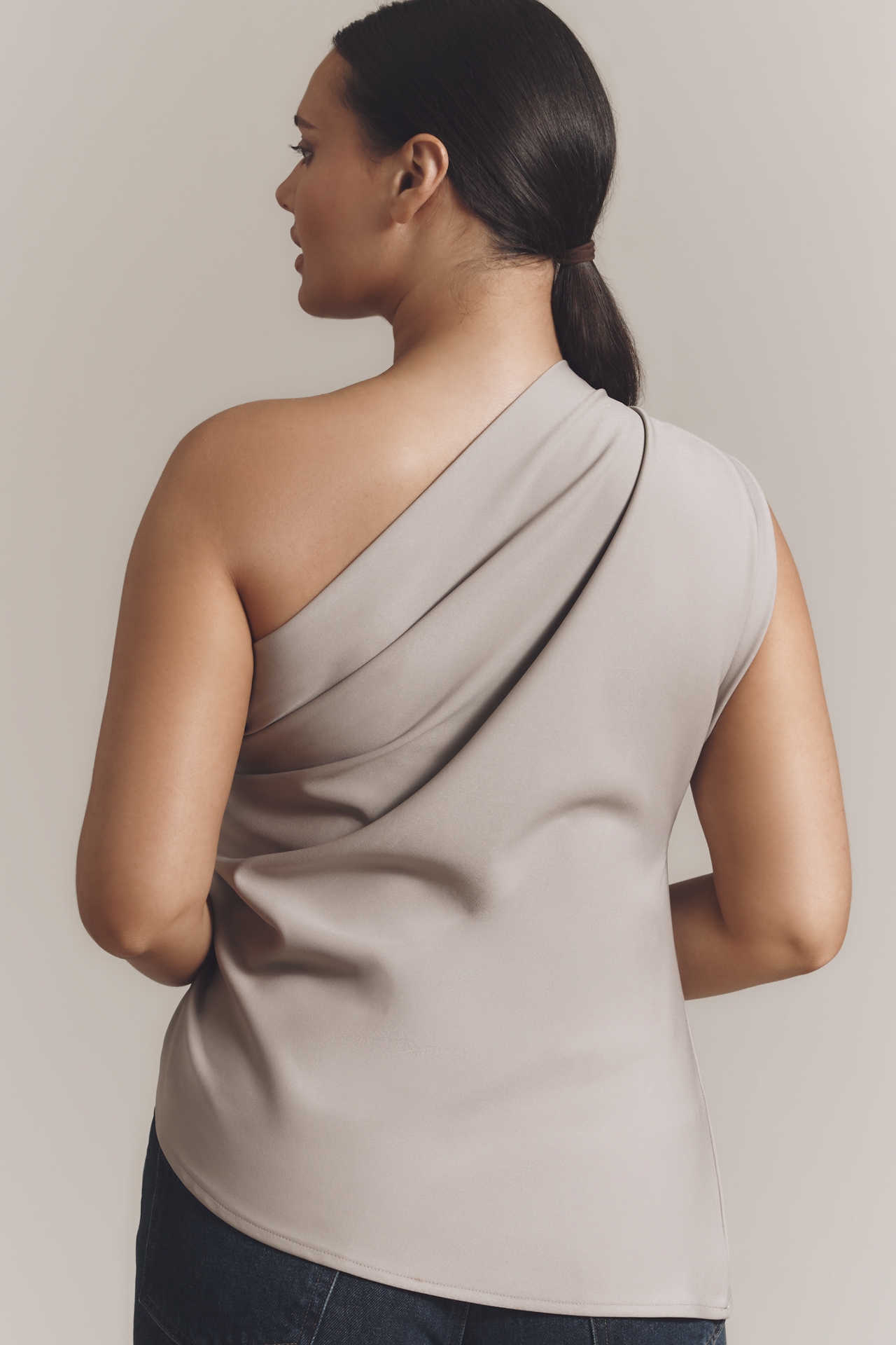 By Anthropologie One-Shoulder Hardware Draped Top