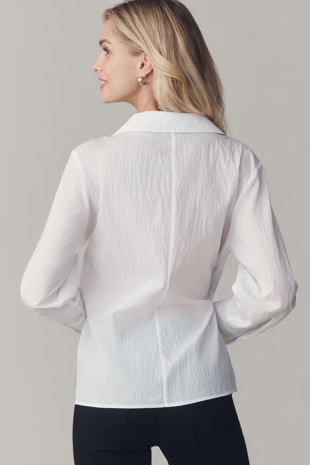 Maeve Long-Sleeve Tie-Waist Wrap Blouse #1