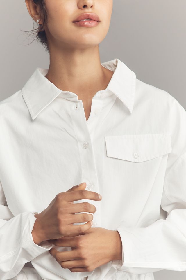 Maeve Cinched-Waist Buttondown Shirt #1