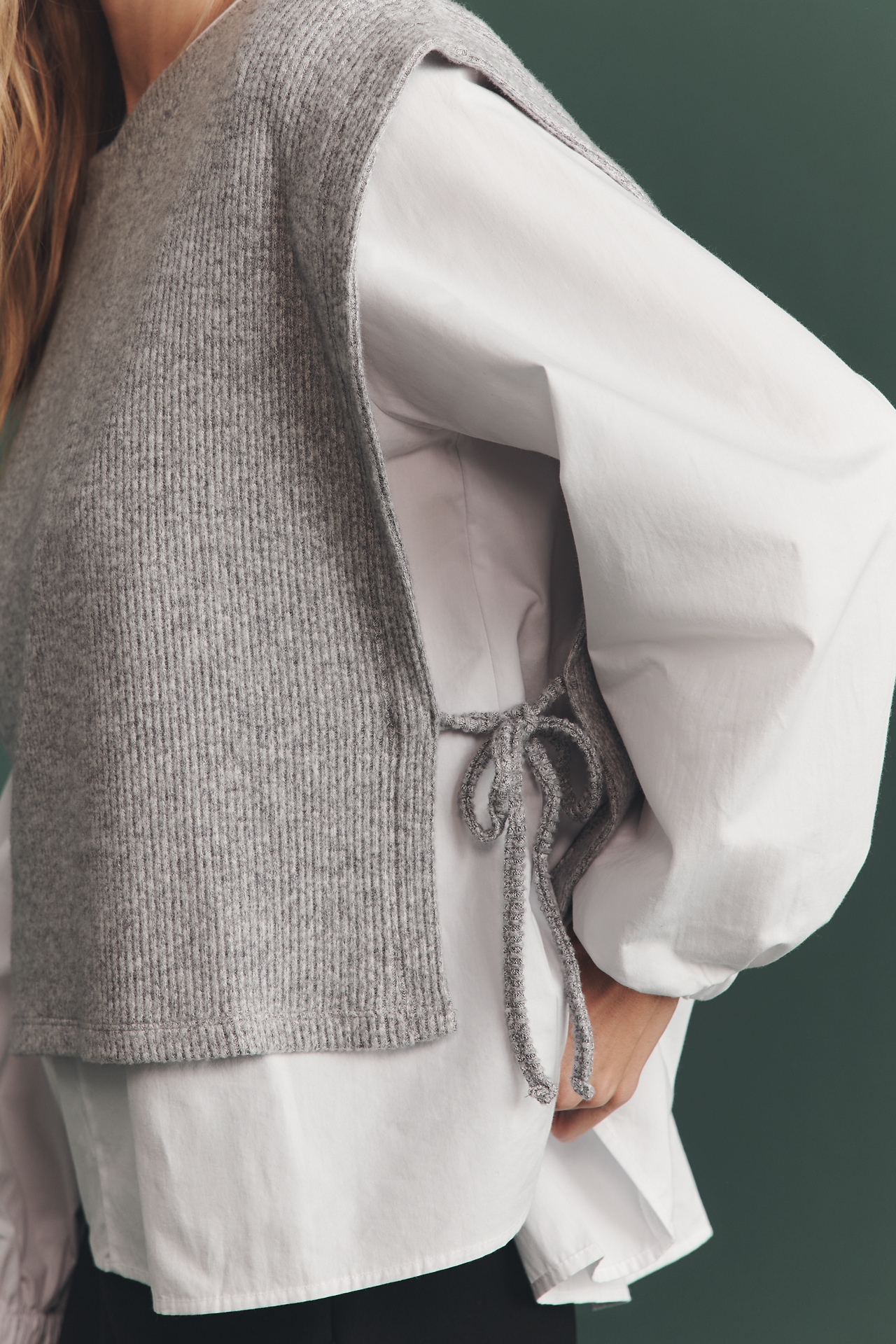 Maeve Long-Sleeve Twofer Sweater Vest