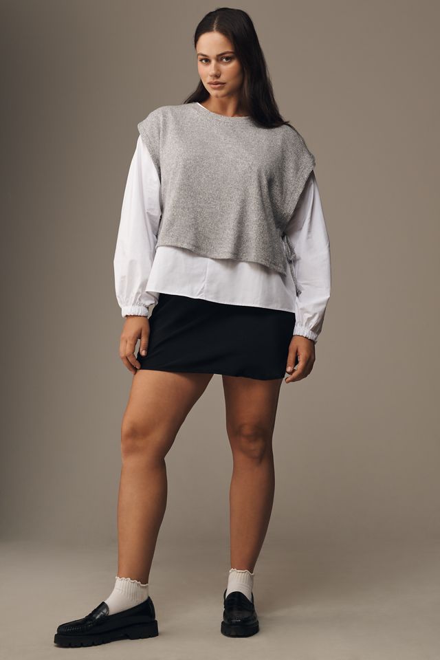 Maeve Long-Sleeve Twofer Sweater Vest #5