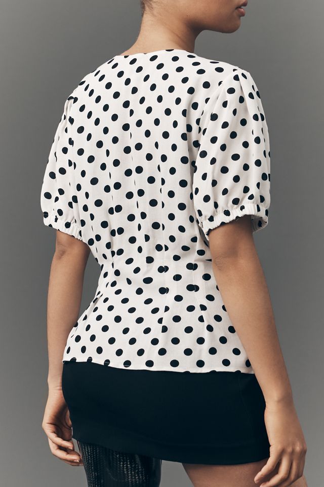 Maeve Kurzarm-Bluse mit Polka Dots #1