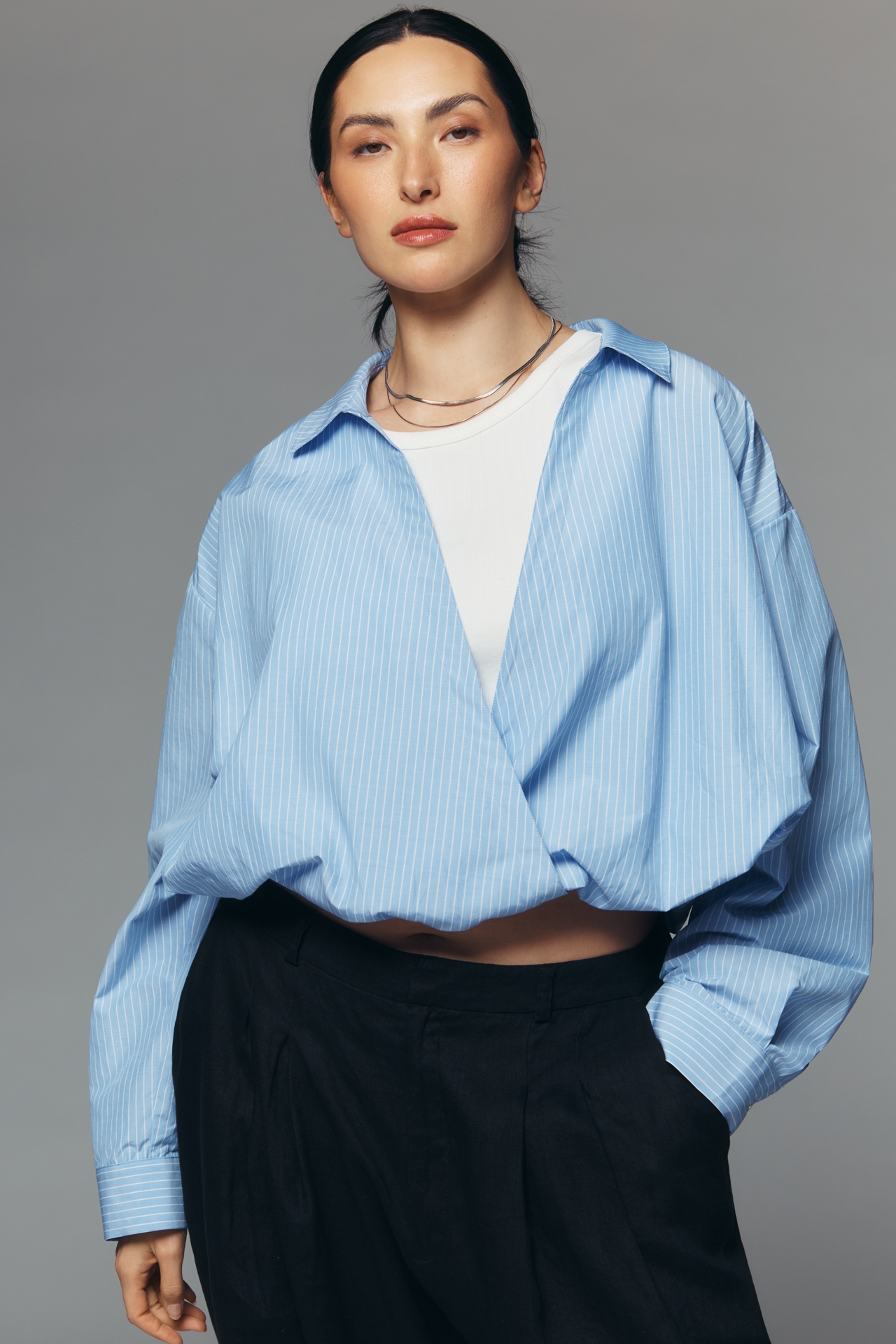 Maeve Long-Sleeve Layered Twofer Shirt