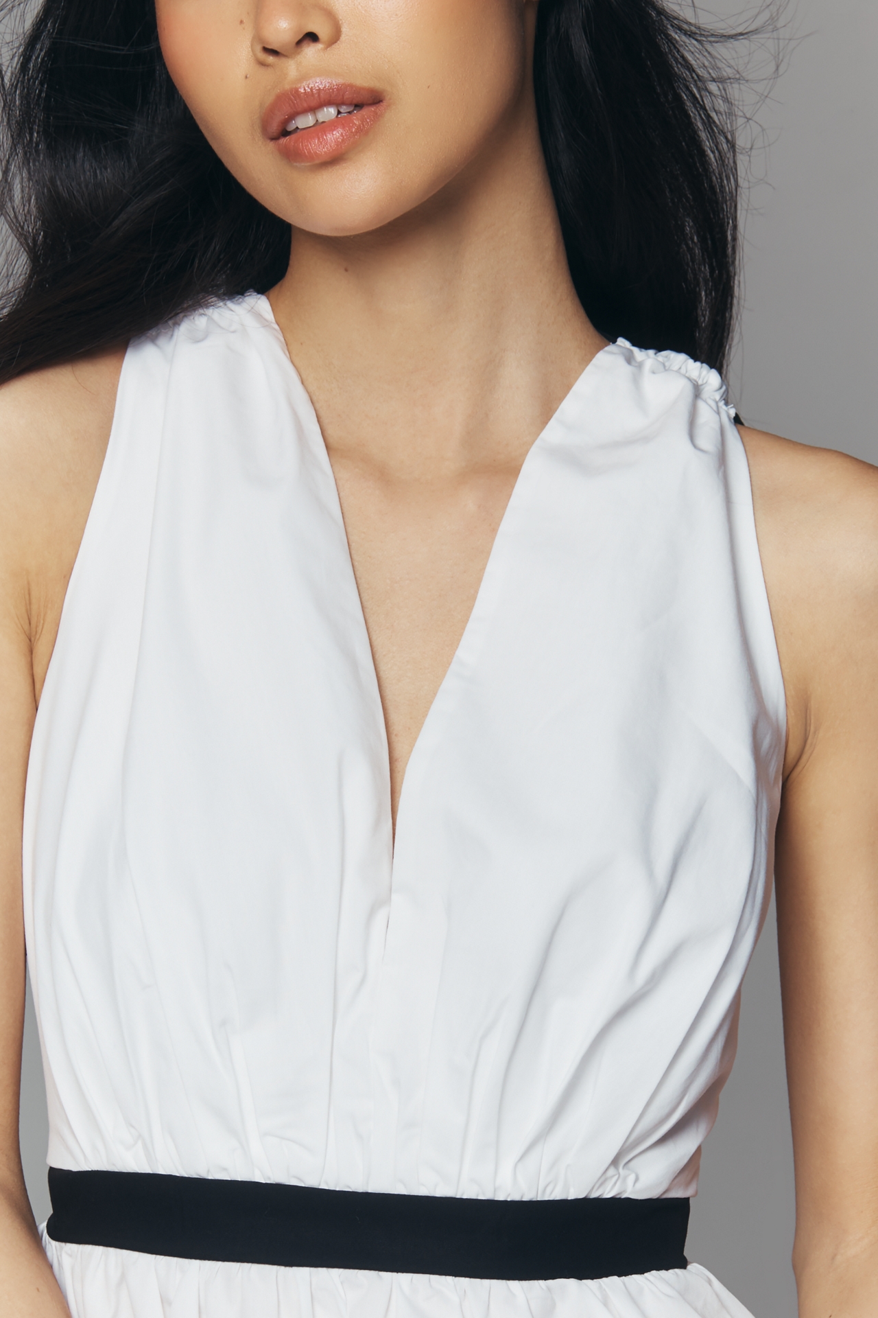 By Anthropologie Cotton Open Back Plunge Top