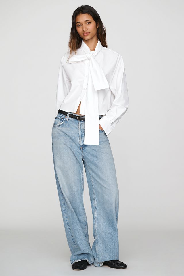 Maeve 100% Cotton Tie Neck Buttondown Shirt #3