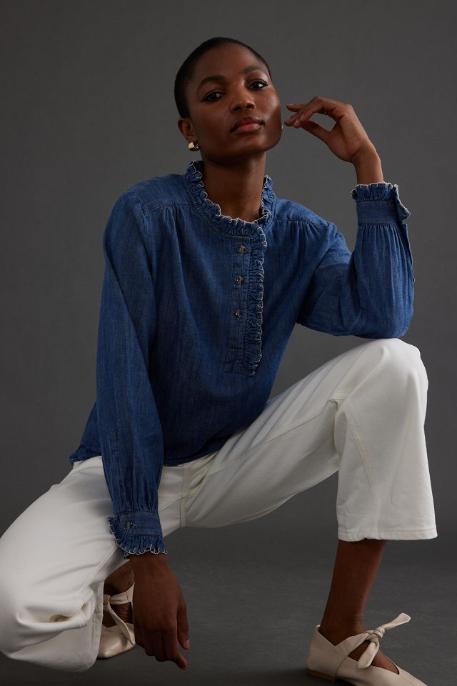 Blouse Brodée Mochi Faite Main - Taille 14 - Manches 3/4 - Style Décontracté Multicolore