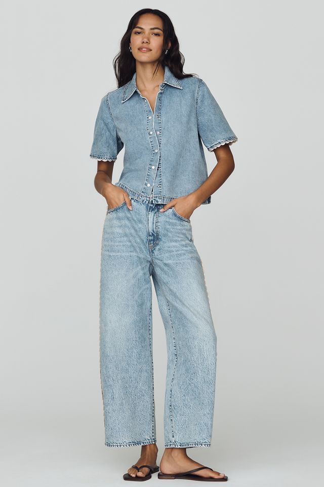FRAME Denim Crochet Trimmed Sleeve Top #2