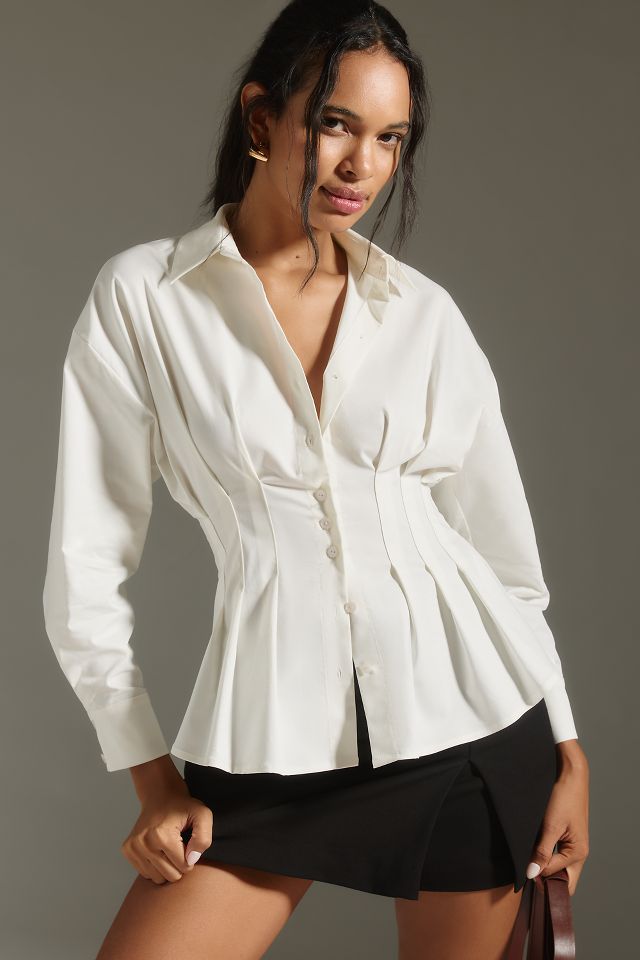 The Tobie Pleated Blouse by Exquise: Long-Sleeve Edition