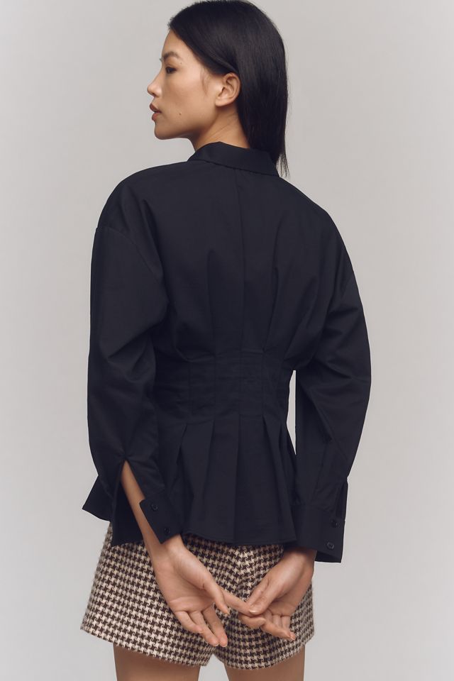 The Tobie Pleated Blouse by Exquise: Long-Sleeve Embellished Edition #1