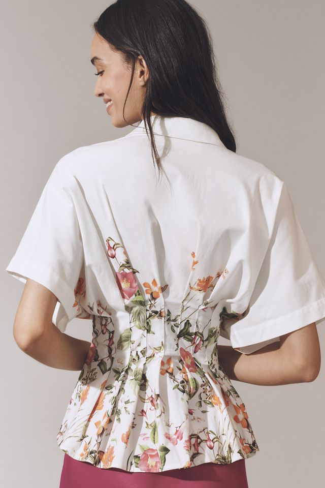 The Tobie Short-Sleeve Pleated Blouse by Exquise #1