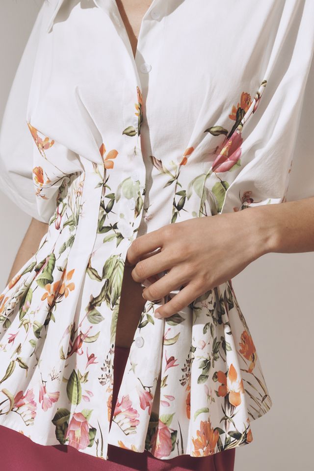 The Tobie Short-Sleeve Pleated Blouse by Exquise #3