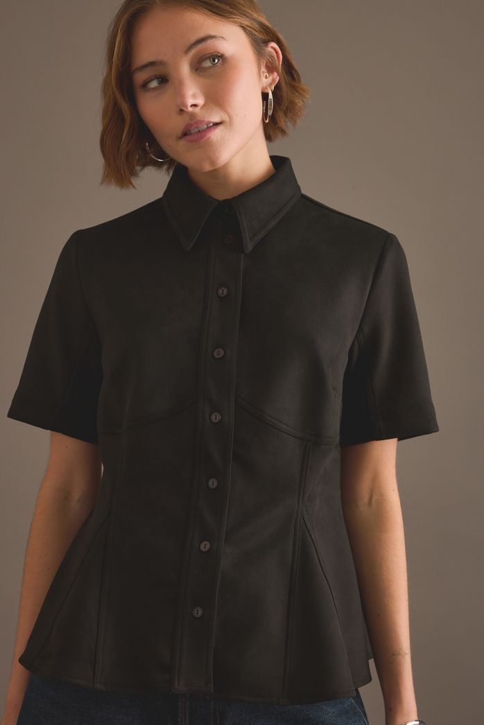 Exquise Nara Faux-Suede Blouse