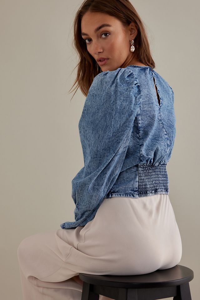 Pilcro Embellished Denim Popover Top #5