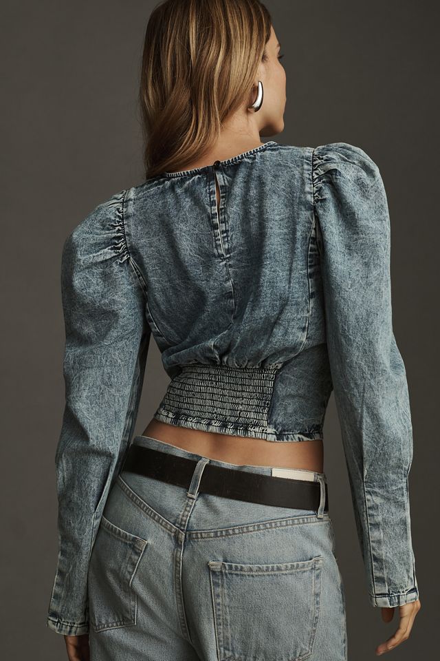 Pilcro Embellished Denim Popover Top #1