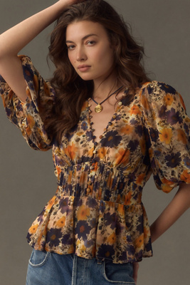 By Anthropologie Sheer Peplum Blouse | Anthropologie