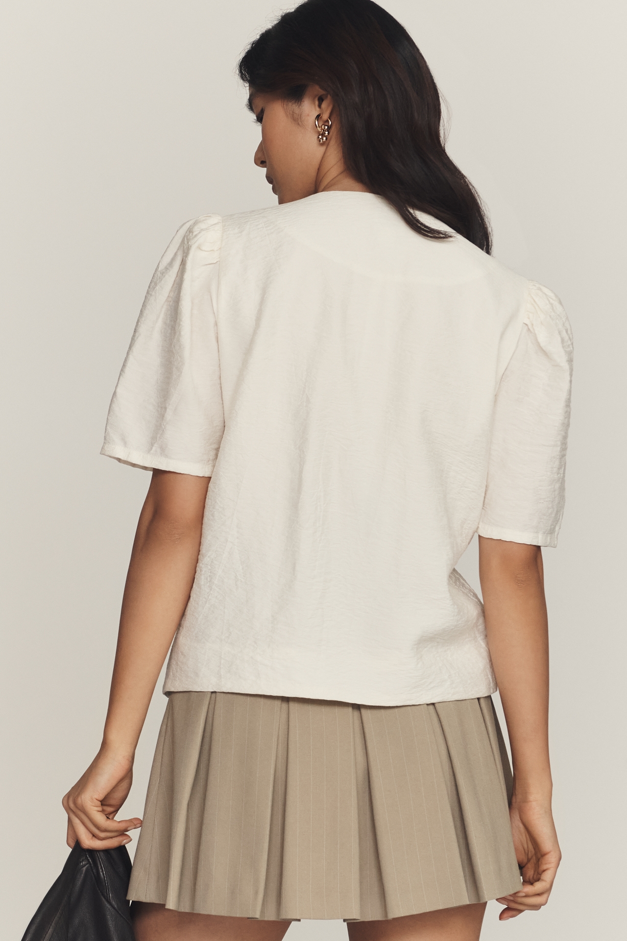 Maeve Puff-Sleeve Button-Front Top