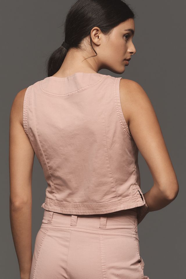 By Anthropologie Linen Cropped Wrap Vest #2