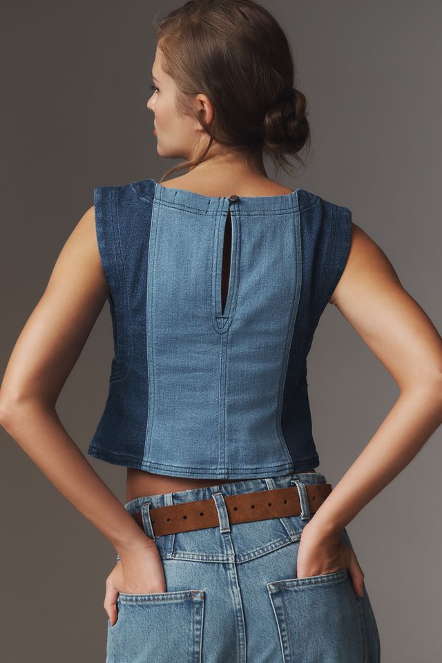 Pilcro Sleeveless Two-Tone Denim Tank Top #1