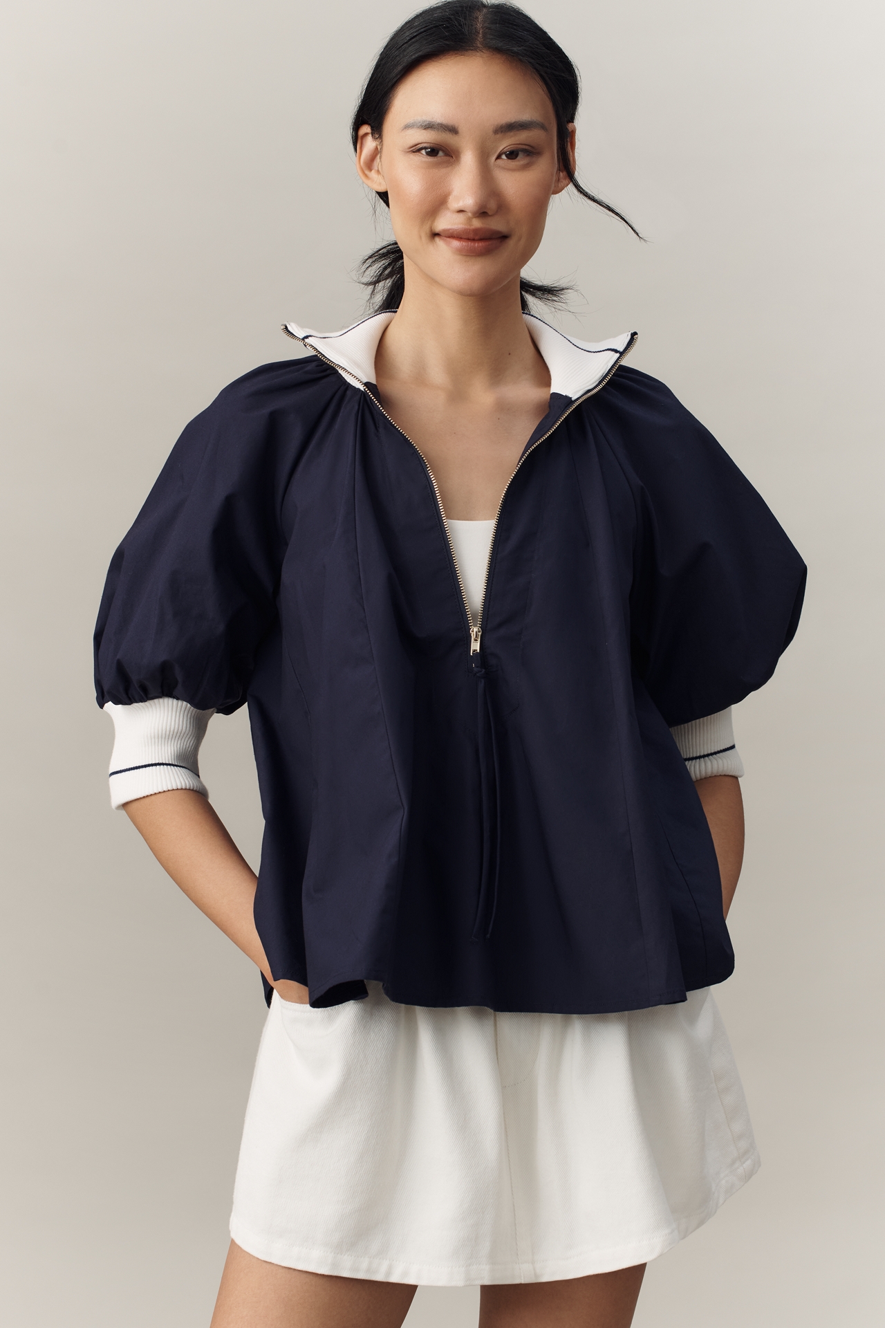 Maeve Sporty Henley Swing Top