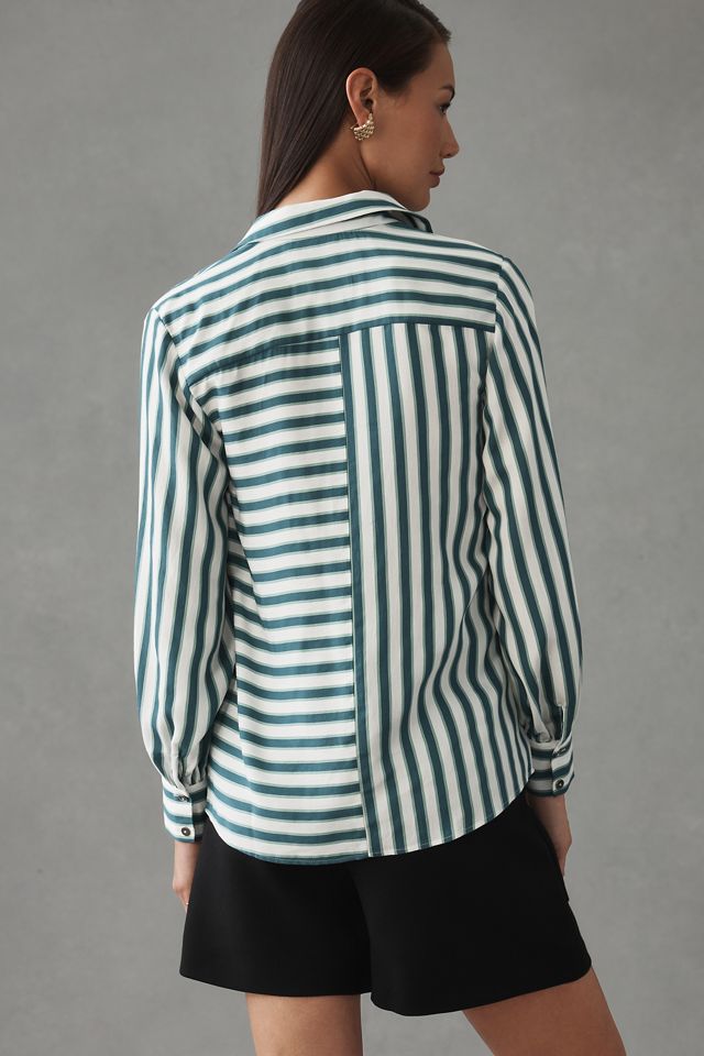 Maeve Silky Striped Buttondown #1