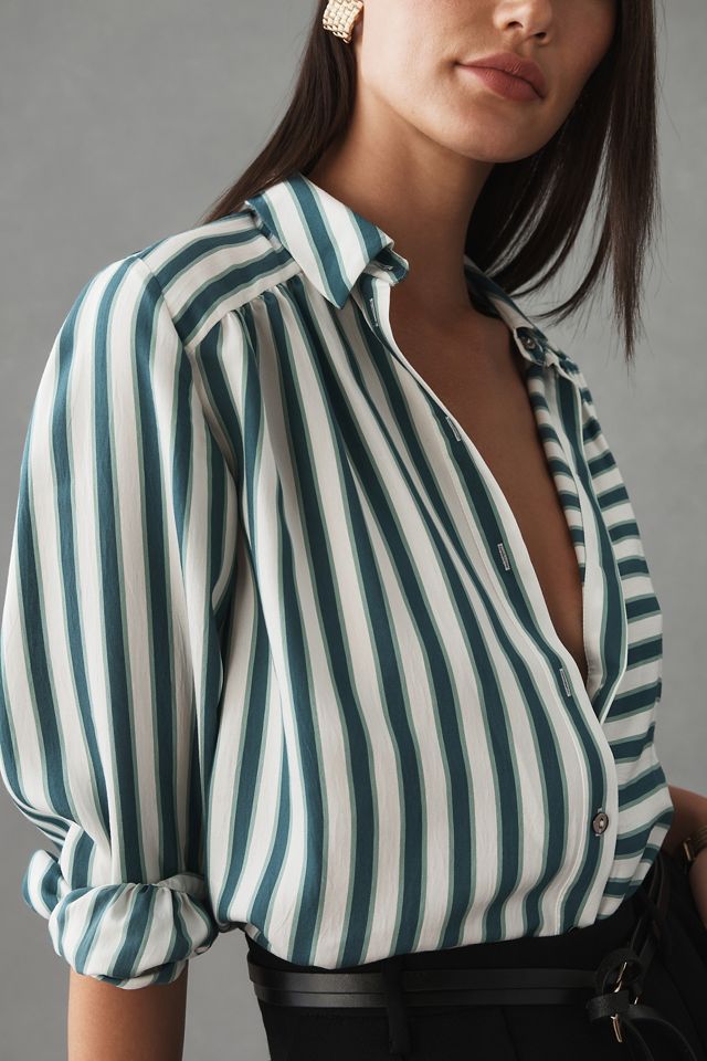Maeve Silky Striped Buttondown #2