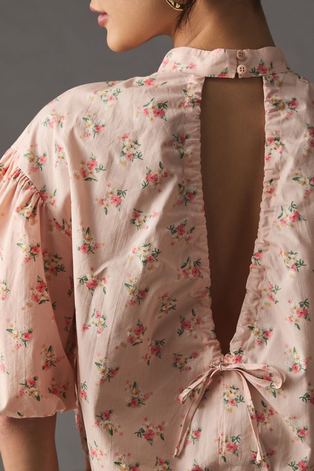 By Anthropologie Cropped Bubble-Sleeve Blouse #1