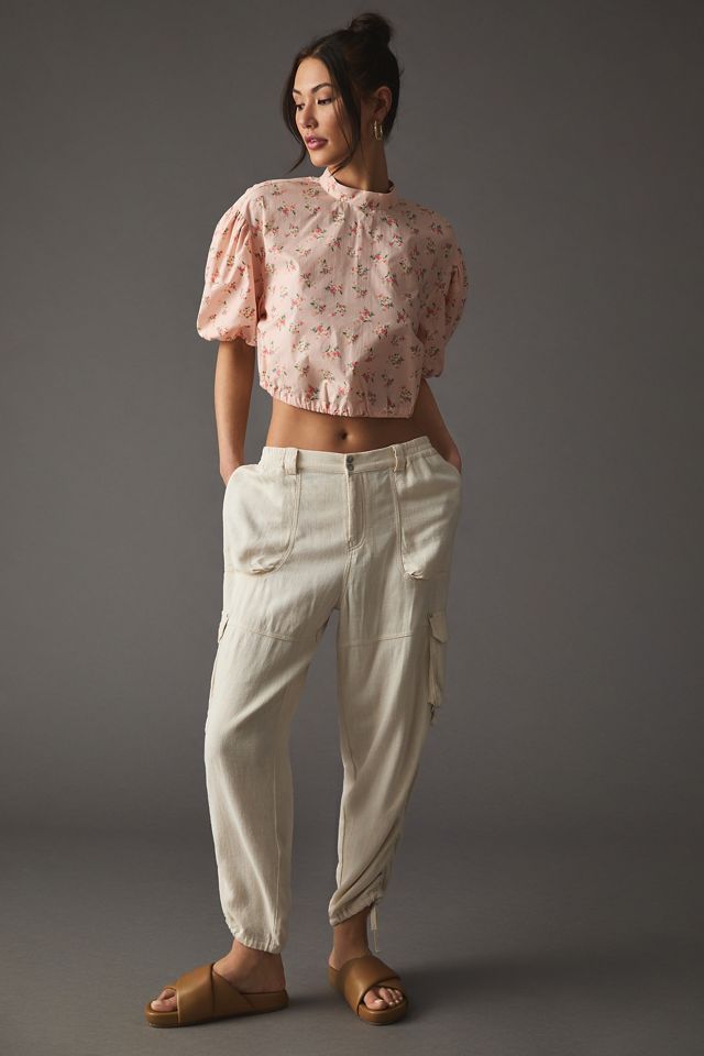 By Anthropologie Cropped Bubble-Sleeve Blouse #2