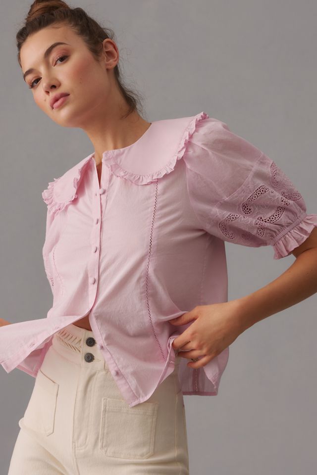 The Odells Ruffle-Collar Puff-Sleeve Blouse #1