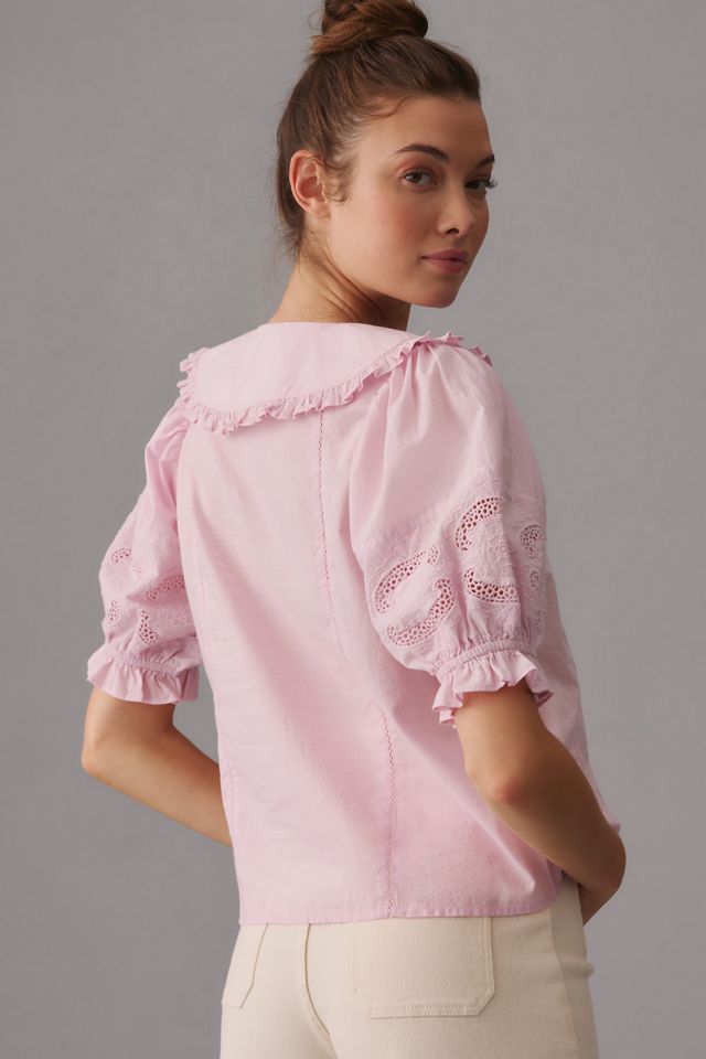 The Odells Ruffle-Collar Puff-Sleeve Blouse #2