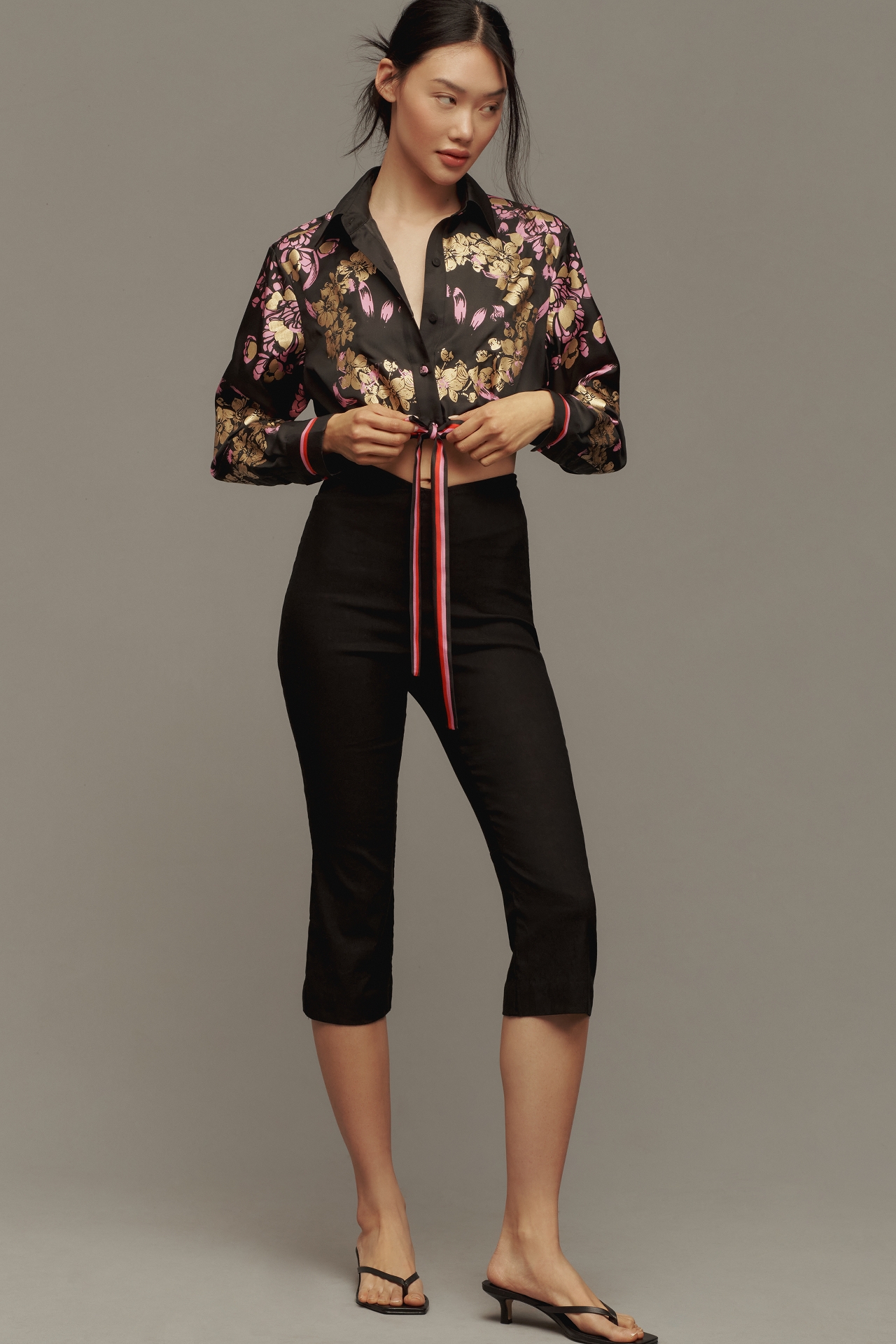 Cynthia Rowley Long-Sleeve Cropped Blouse