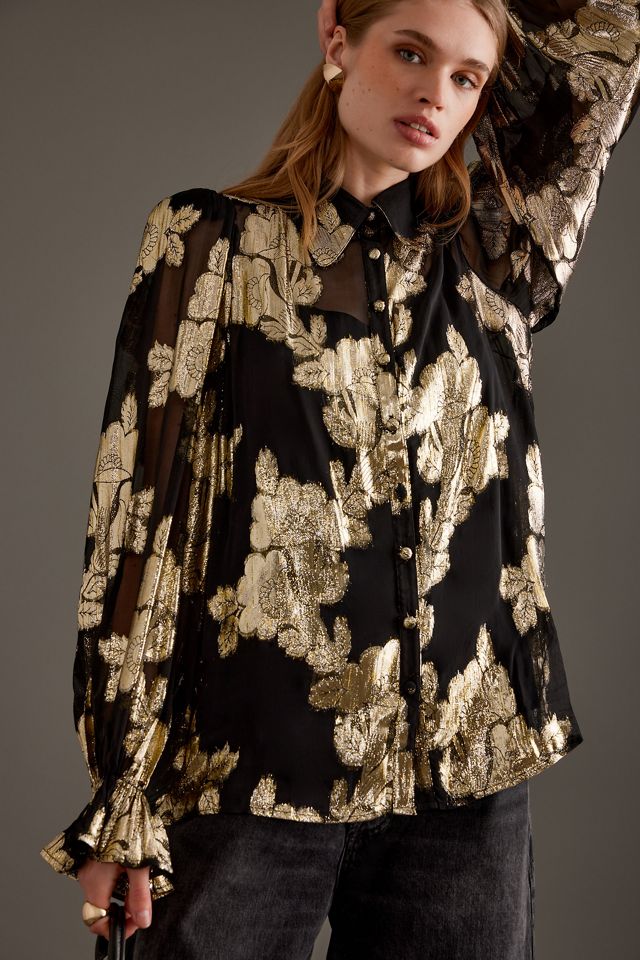 Blusa Queens of Archive Niki Gold Lurex #3