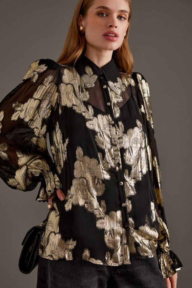 Blusa Queens of Archive Niki Gold Lurex #4
