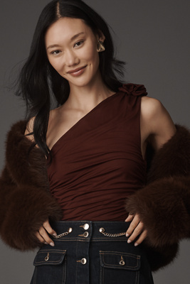 Elodie Karla One-shoulder Tank Top In Brown