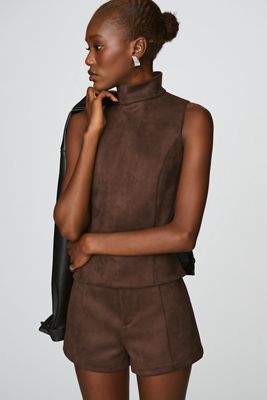 Elodie Faux-Suede Sleeveless Top