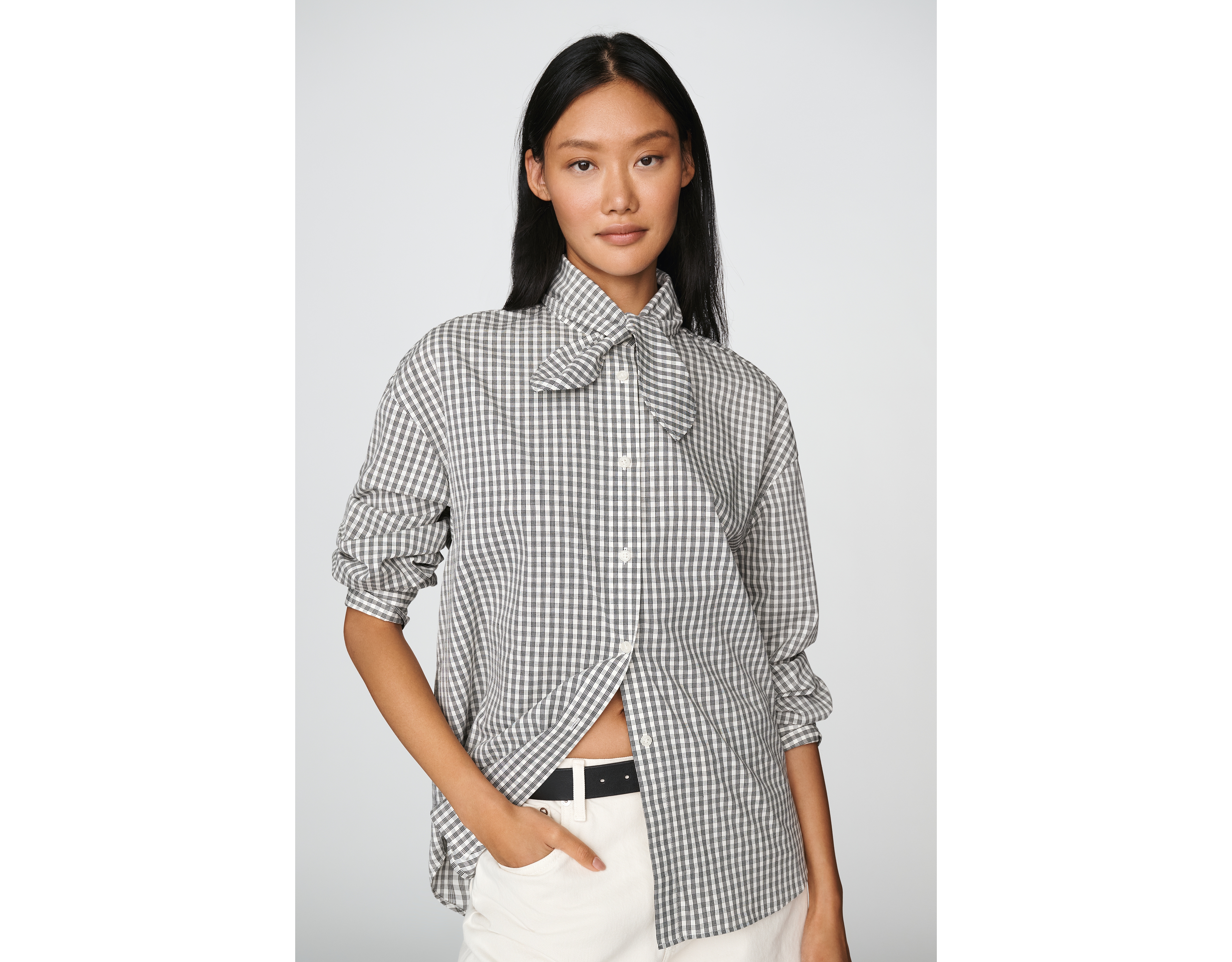 Elodie Clair 100% Cotton Tie-Neck Shirt