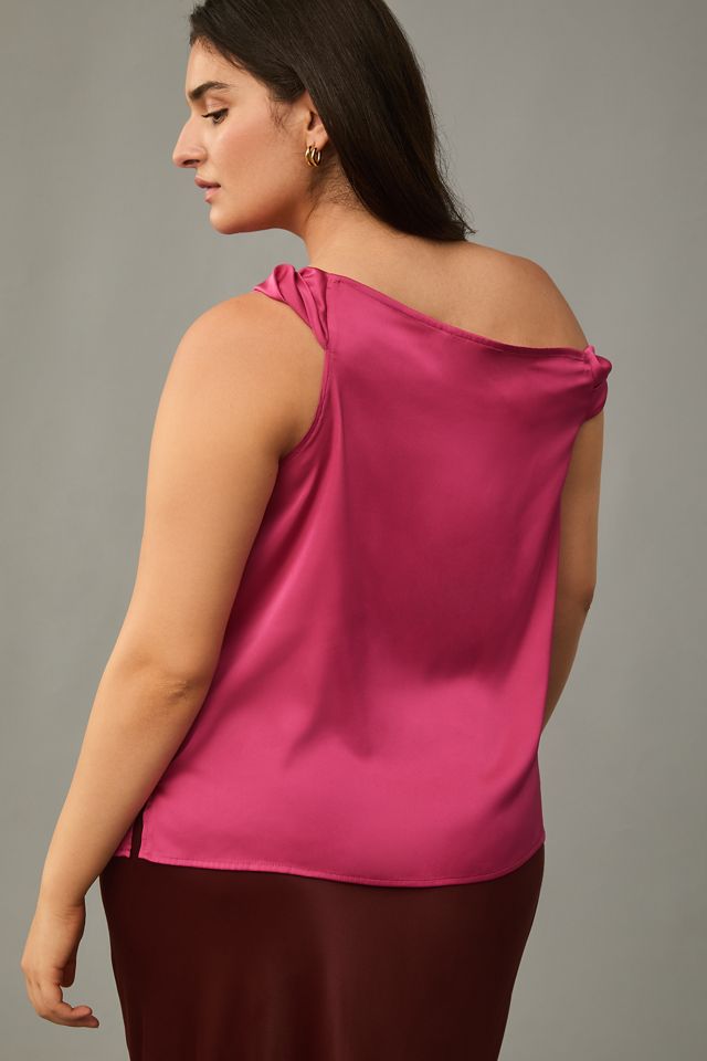 Eloquii Plus Asymmetric Draped Satin Top #1